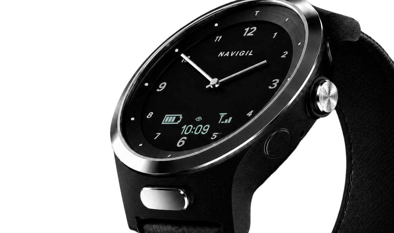 Navigil 580 watch face and side buttons